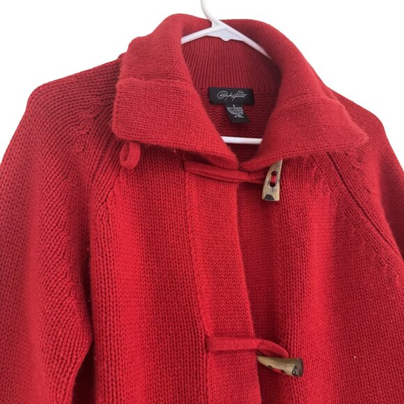 Christopher Fischer Women's Red Knitted Long Sleeve Collared Sweater Cardigan S - Picture 2 of 8